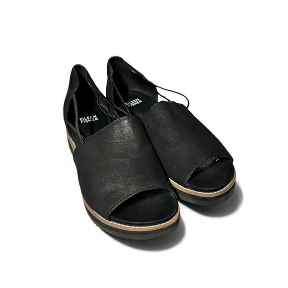 🌻Eileen Fisher Black Ken Tumbled Nubuck Sandal Size 8.5 - Picture 4 of 10